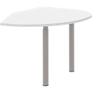 Table d'extension gauche BARI, 2 pieds-support, forme A, forme arrondie, l. 1050 x P 1260 x H 680-820 mm, blanc