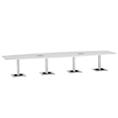 Table de réunion Quandos forme bateau, 4 segments, avec 2 Netbox l. 4500 x P 1200 mm, blanc