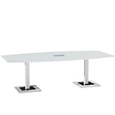 Table de réunion Quandos forme bateau, avec Netbox, l. 2400 x P 1200 mm, blanc