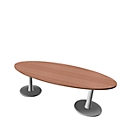 Table de réunion X-TIME-WORK, ovale, 2400 x 1100 x 740 mm, coloris noix Canaletto/blanc
