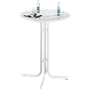 Table haute Quickstep - Ø 850 x H 1100 mm - résistante aux désinfectants - blanc - avec ouverture de parasol