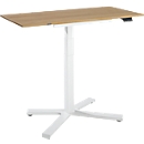 Table Home Office, réglable en hauteur électriquement, rectangulaire, pied en croix, L 1150 x P 550 x H 1100-640 mm, chêne caryer/blanc + panneau de commande à mémoire de forme