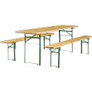 Table repliable et 2 bancs repliables - en bois