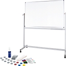 Tableau blanc mobile Maul MAULstandard, 1000 x 1500 mm, 2 faces, pivotant + kit d'accessoires pour tableau blanc, 31 pièces