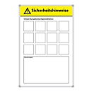 Tableau magnétique Instructions d'hygiène, 12 aimants jaunes, inscriptibles, tôle d'acier/aluminium, blanc, L 300 x H 450 mm
