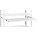 Tablette coulissante ORDO Professional, coulisse télescopique à sortie totale, réglable en hauteur, charge max. 60 kg, L 750 mm x P 400 mm, blanc trafic RAL 9016