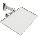 Tablette pour table de travail TRESTON Quick Edge, bras double pivotant &amp; inclinable, jusqu'à 15 kg, avec tapis caoutchouc, L 605 x P 405 x H 15 mm, acier, gris clair RAL 7035