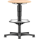 Tabouret Allround Bimos, hauteur d'assise réglable 560-810 mm, avec patins &amp; repose-pieds, bois de hêtre stratifié, durable, facile à nettoyer