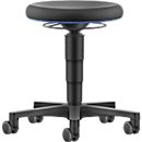 Tabouret Allround Bimos, réglable en hauteur, roulettes doubles, mousse PU, anneau de couleur bleu
