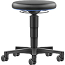 Tabouret Allround Bimos, réglable en hauteur, roulettes doubles, similicuir, anneau de couleur bleu