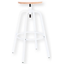 Tabouret de bar PARIS, réglable en hauteur, base en tube rond, Ø 390 x P 390 x H 700-800 mm, blanc/blanc