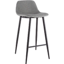Tabouret de bar, rembourré, L 500 x P 450 x H 950 mm, repose-pieds, rembourré, noir, revêtement en tissu gris, lot de 2 pièces