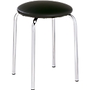 Tabouret, empilable, 4 pieds, rembourrage cuir synthétique, H 440 mm, noir