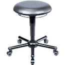 Tabouret XXL meychair Assistant Pro A19-10020, avec roulettes, réglable en hauteur, jusqu'à 250 kg, acier &amp; similicuir, résistant aux désinfectants, noir