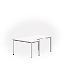 Tafel in vrije vorm NEVADA, B 1800 x D 1200/800 x H 740 mm, rond, wit/aluminum zilver 