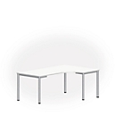 Tafel in vrije vorm NEVADA, B 1800 x D 1200/800 x H 740 mm, rond, wit/aluminum zilver 