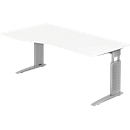 Tafel in vrije vorm TRAVIS, B 1800 x D 800/1000 x H 680-860 mm, onderstel zilver, wit
