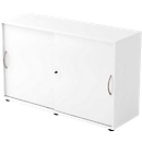 TARA sliding-door cupboard, 2 filing heights, W 1200 x D 400 x H 748 mm, lockable, stackable, white
