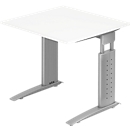 TARVIS Desk, C-leg, rectangular, W 800 mm, silver frame, height adjustable, white