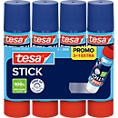 tesa® Klebestift STICK, Inhalt 20 g, mit Rollstopp, lösungsmittelfrei, Gehäuse aus 100 % Recycling-Kunststoff, 3 Stück + 1 gratis