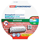 tesa® Powerbond® Cinta adhesiva para exteriores, de doble cara, para uso en exteriores, resistente a la intemperie, resistente a los rayos UV, L 5 m x A 19 mm, verde