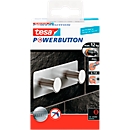 tesa Powerbutton hook strip Classic, stainless steel, 2 or 3 hooks, holds up to max. 12 kg, 2 hooks