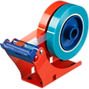 tesa® table dispenser 6012, for 2 rolls up to Ø 145 x W 25-50 mm, blade cover, L 175 x W 67 x H 130 mm, metal, red-blue