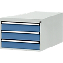 Tiroirs inférieurs Manuflex, pour P 800 mm, gris clair/bleu brillant