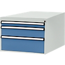 Tiroirs inférieurs Manuflex, pour P 800 mm, gris clair/bleu brillant