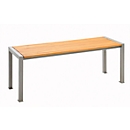Tisch Münster, Füsse Vierkantrohr 60 x 60 mm, Fläche Robinien-Holzleisten 30 mm, weinrot RAL 3005