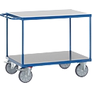 Tischwagen fetra®, 2 Etagen, Lenk- & Bockrollen, bis 600 kg, Ladeflächen aus Hart-PVC mit L 1200 x B 800 mm