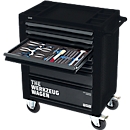 Tool trolley, 140 pcs., 7 drawers, sheet steel/ABS, with handle, lockable