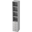 TOPAS LINE combination cabinet, 6 file heights, shelves + 4 drawers, light gray/light gray