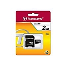 Transcend - Flash-Speicherkarte (SD-Adapter inbegriffen) - 2 GB - microSD