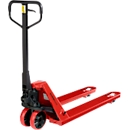 Transpalette - commande manuelle de levage - L 1550 x l. 540 x H 1230 mm - capacité de charge jusqu'à 2000 kg - fourche et roulettes pivotantes – rouge - notre marque Schäfer Shop Pure