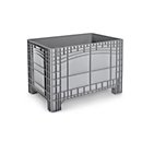 Transport- en stapelcontainer Noah, zonder deksel, bodem &amp; wanden gesloten, volume 535 l, draagvermogen tot 300 kg, 4 voet, L 800 x B 1200 x H 800 mm, voedselveilig polyethyleen, grijs