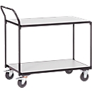 Transport trolley with ESD table, 1130 x 620 x 1020 mm, 2 shelves