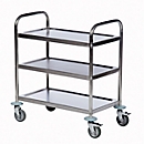 Transport trolley with stainless steel table 3 levels, 825 x 500 mm