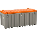 Transport- und Pritschenbox CEMO CEMbox 750, Polyethylen, 750 l, L 1700 x B 840 x H 800 mm, stapelbar, mit Seitentür, grau/orange