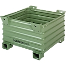 Transport- und Stapelbehälter Schäfer Shop Select B 1200 x T 1000 x H 650 mm, resedagrün RAL 6011, Traglast bis 2000 kg, Gabeltaschen
