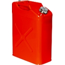 Transportkanister, Edelstahl 1.4301, rot, 20 l, B 175 x T 345 x H 470 mm, Schraubkappe mit flexibler Welle, Überdruckventil