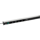 Treston 683 contactdoosstrook, 5-voudig, 2 x USB-A, aan/uit schakelaar, 4,5 m lange kabel, 16 A/250 V, B 683 x D 44 x H 52 mm, aluminium