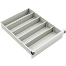 Treston lade-indeling, 4 x lengte-indeling 375 mm, voor laden 45 met hoogte 150 &amp; 200 mm, staal, lichtgrijs