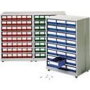 Treston Schubladenmagazin 2440 Gehäuse grau, 24 Schubladen Rot, 7 Böden, 240 kg, bis 336 Sortierungen