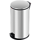 Tretabfalleimer Hailo Pure L, 20 l, gedämpfter Deckel-Schließ-Mechanismus, Kunststoff-Inneneimer, Ø 308 x H 600 mm, Edelstahl, edelstahlfarben