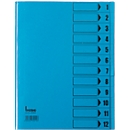 Trieur avec couverture de protection bene, format A4, 12 compartiments, bleu intense,