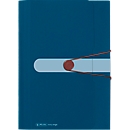 Trieur éventail, A4, film PP recyclable, 12 parties + pochettes pour cartes de visite, bleu foncé