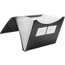 Trieur éventail FolderSys, 12 parties, format A4, élastique d'angle, noir