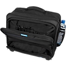 Trolley pour ordinateur portable LIGHTPAK®, pour 1 ordinateur portable jusqu'à 17", compartiment principal et 3 compartiments zippés, poche filet, roulettes, PET recyclé, noir