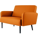 Tweezitsbank meet by Paperflow LISBOA, desinfectiebestendige kunstlederen bekleding oranje, onderstel zwart, B 1240 x D 815 x H 830 mm